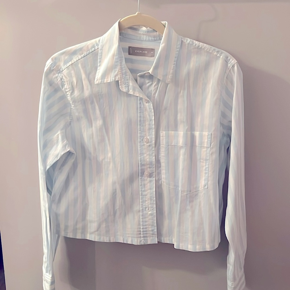 NWOT Everlane Way-Short Striped Button Down